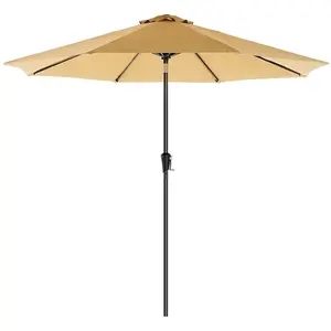 SONGMICS Parasol de jardin avec manivelle, Taupe / Ø 2,7 m pas cher