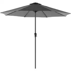 SONGMICS Parasol de jardin avec manivelle, Gris / Ø 2,7 m pas cher