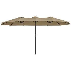 SONGMICS Parasol large pour terrasse (460 x 270 cm), Taupe pas cher