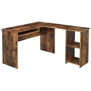 VASAGLE Bureau informatique en forme de L, Marron Rustique pas cher