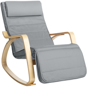 Comparateur de prix : Fauteuil à Bascule en Bois de Bouleau - SONGMICS - Gris Clair - Relaxation - Chambre