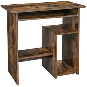 VASAGLE Bureau avec support clavier, Marron Rustique pas cher