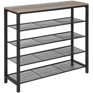 VASAGLE Étagère à chaussures style industriel, Grège + Noir / 100 x 30 x 92.5 cm pas cher