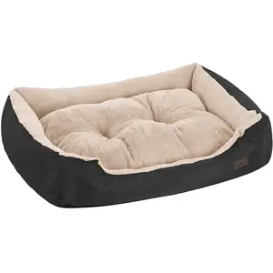 Feandrea Panier pour chien avec coussin réversible, Noir et Beige / 80 x 65 x 20 cm pas cher