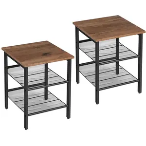 VASAGLE 2 Petites tables style industriel, Marron Noisette + Noir pas cher