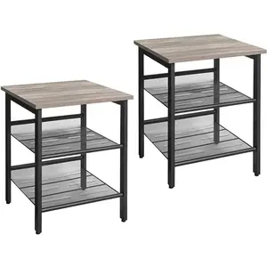 VASAGLE 2 Petites Tables Style Industriel, Grège + Noir pas cher