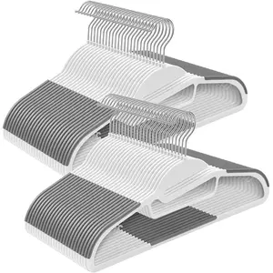 SONGMICS Cintre en plastique gain de place, Blanc + Gris