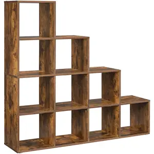 VASAGLE Bibliothèque à 10 compartiments effet bois marron rustique