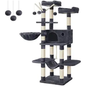 Comparateur de prix : Feandrea Arbre à Chat XXL, Tour de Jeux 164 cm, Gris Anthracite PCT087G01
