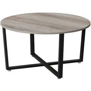 VASAGLE Table basse ronde grège pas cher