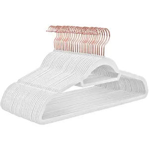 SONGMICS Cintres en velours antiglisse, Marron Clair + Rose Gold / 30