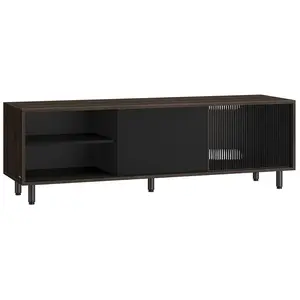 VASAGLE Meuble TV pour TV Jusqu’à 60 Pouces, Marron Cendré + Noir D'encre pas cher
