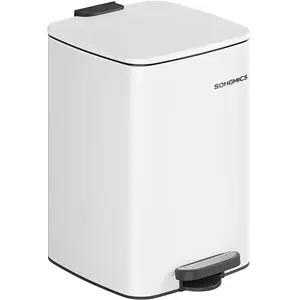 Comparateur de prix : SONGMICS Poubelle de cuisine à pédale en acier, Blanc Nuage / 20 L