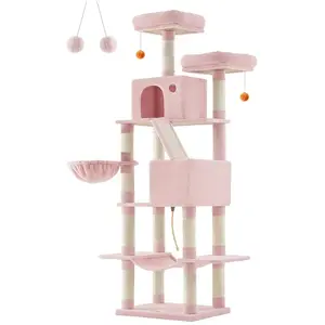 Feandrea Arbre à chat grand, Rose Bonbon / XXL (60 x 50 x 206 cm) pas cher