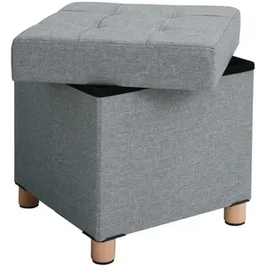 SONGMICS Banc de rangement rembourré plibale, Gris Clair