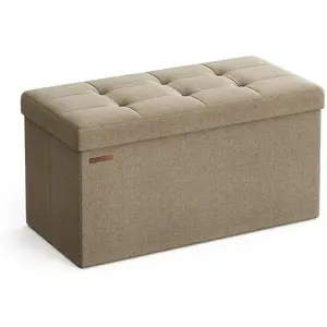 SONGMICS Banc de Rangement Pliable, Taupe Clair / 38 x 76 x 38 cm pas cher
