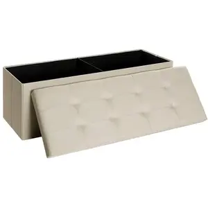 SONGMICS Banc coffre de rangement pliable, Beige pas cher