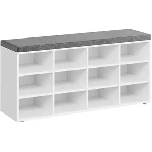 VASAGLE Banc à chaussures 12 compartiments, Blanc Classique pas cher