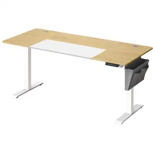SONGMICS Bureau assis debout réglable, Jaune Pastel + Blanc Pur / 70 x 160 x (72-120) cm pas cher