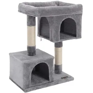 Feandrea Arbre à chat tout doux, Gris Claire / L (60 x 40 x 84 cm) pas cher