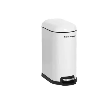 SONGMICS Poubelle en métal 10L, Blanc pas cher