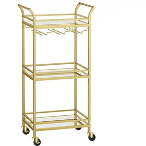 VASAGLE Chariot à 3 niveaux, Doré pas cher