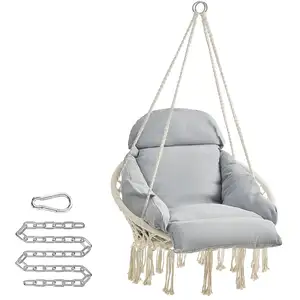 SONGMICS Chaise suspendue avec coussins, Blanc Crème + Gris Tourterelle pas cher