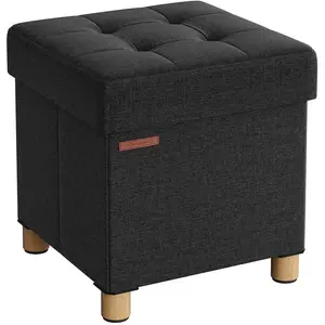 SONGMICS Pouf avec rangement pliable, NoirNoir / 38 x 38 x 40 cm pas cher