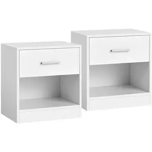 VASAGLE 2 tables de nuit tiroir, Blanc Classique pas cher