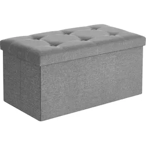 SONGMICS Banc de Rangement 80L, Gris Clair