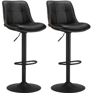 VASAGLE Tabourets de bar design avec siège pivotant à hauteur réglable, Noir D'encre / 2 pas cher