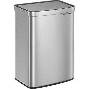 SONGMICS Poubelle de Cuisine Automatique 50 L, en Acier, Filtres à Charbon, Fermeture en Douceur, Argent Métallique pas cher