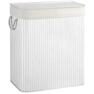 SONGMICS Panier à linge 2 compartiments pliable, Blanc pas cher
