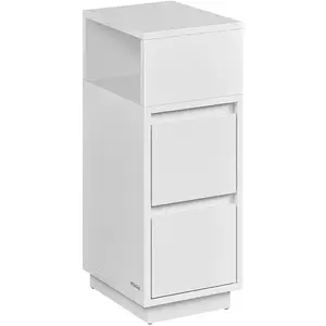 Comparateur de prix : VASAGLE Table de chevet étroite avec 2 tiroirs et compartiment, Blanc Nuage / 1