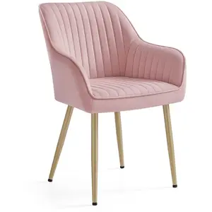 SONGMICS Chaise de salle à manger confort, Rose Bonbon + Doré Clair / 1 pas cher