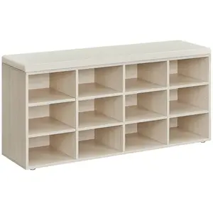 Comparateur de prix : VASAGLE Banc à chaussures 9 compartiments, Beige Naturel + Beige Cappuccino / 12 Compartiments(30,3P x 104L cm)