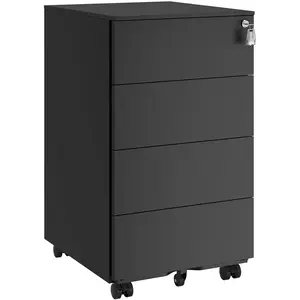 SONGMICS Caisson de bureau avec 3 tiroirs, Noir D'encre / 4 tiroirs (69,3H cm) pas cher