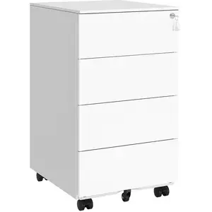 SONGMICS Caisson de bureau avec 3 tiroirs, Blanc Nuage / 4 tiroirs (69,3H cm) pas cher