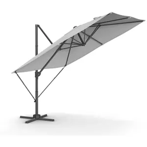 SONGMICS Parasol de jardin déporté 270 x 270 cm inclinaison gris tourterelle