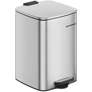 Comparateur de prix : SONGMICS Poubelle de cuisine à pédale en acier, Argent Métallique / 20 L