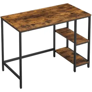 VASAGLE Bureau avec rangement industriel, Marron Rustique + Noir / 50P x 100L cm pas cher