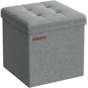SONGMICS Banc de rangement pliable 30 cm, Gris Clair / 30P x 30L x 30H cm