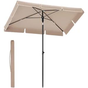 SONGMICS Parasol hauteur réglable, Taupe pas cher