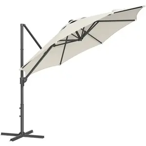 SONGMICS Parasol de jardin 300 cm inclinable, Blanc Crème