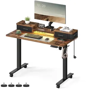 VASAGLE Bureau électrique réglable, Marron Rustique / 60 x 120 x (72-120) cm pas cher