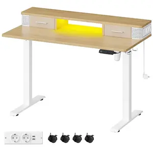 VASAGLE Bureau électrique réglable, Couleur Chêne Naturel / 60 x 120 x... pas cher