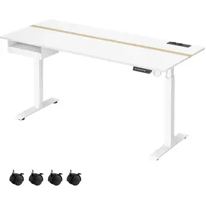 VASAGLE Bureau réglable en hauteur, Blanc / 70P x 160L cm pas cher