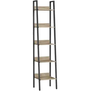 VASAGLE Bibliothèque à 5 niveaux en acier marron camel noir pas cher