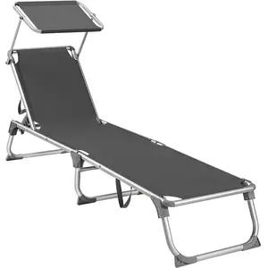 SONGMICS Chaise longue pliable avec dossier, Gris Anthracite / 193 x 53 x 31 cm pas cher