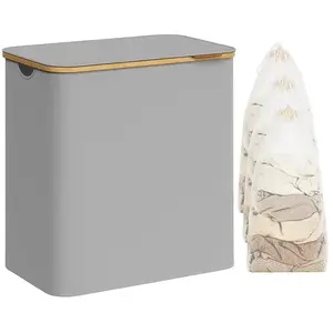 SONGMICS Panier à linge mince avec couvercle, Gris Tourterelle / 150L ... pas cher